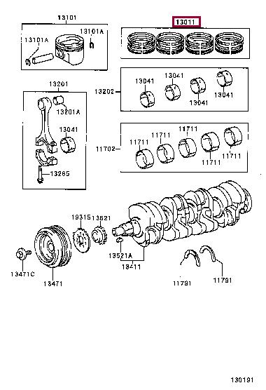 1301122060 Toyota Кольца поршневые