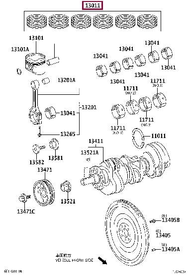 1301131161 Toyota Кольца поршневые