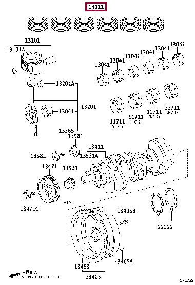 1301131200 Toyota Кольца поршневые