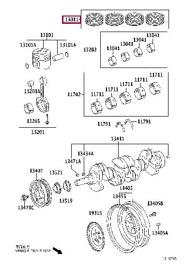 1301133054 Toyota Кольца поршневые