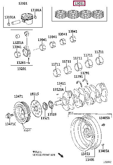 1301137160 Toyota Кольца поршневые