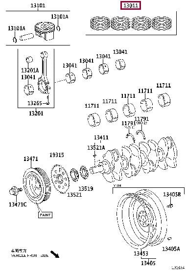 1301137320 Toyota Кольца поршневые