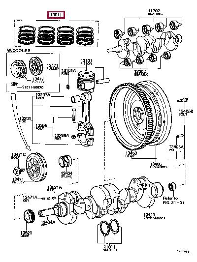 1301138030 Toyota Кольца поршневые
