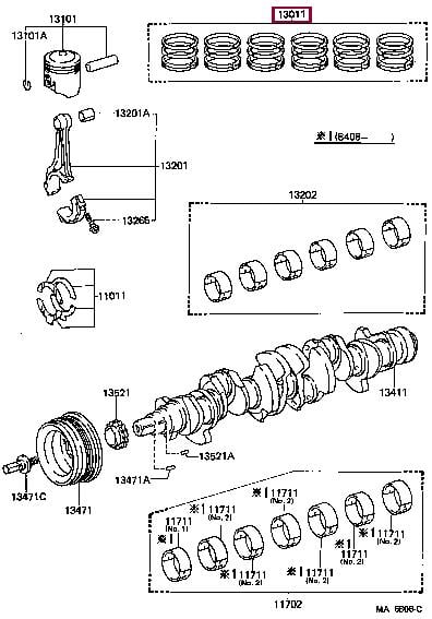 1301141015 Toyota Кольца поршневые