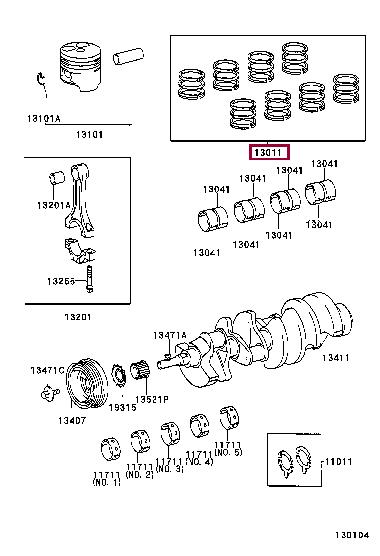 1301150100 Toyota Кольца поршневые