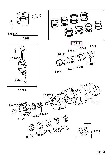 1301150120 Toyota Кольца поршневые