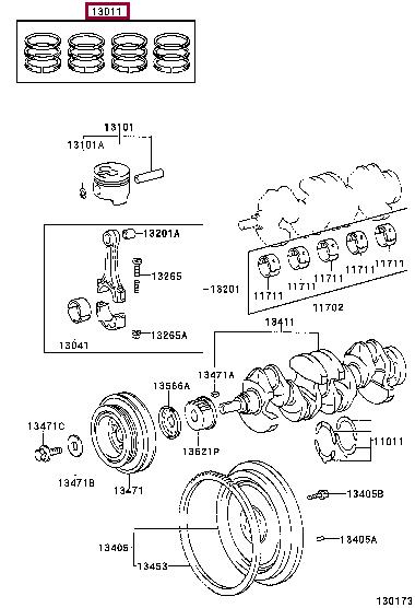 1301155012 Toyota Кольца поршневые