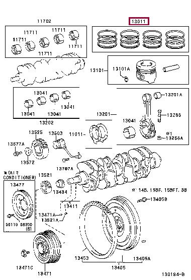 1301158110 Toyota Кольца поршневые