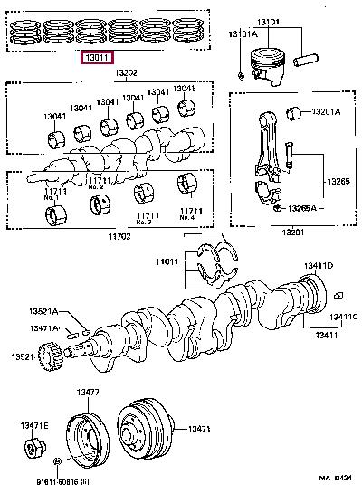 1301161062 Toyota Кольца поршневые