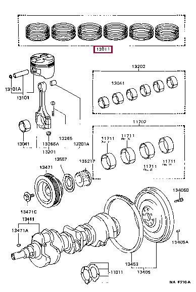 1301162060 Toyota Кольца поршневые