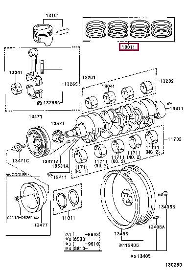 1301171033 Toyota Кольца поршневые