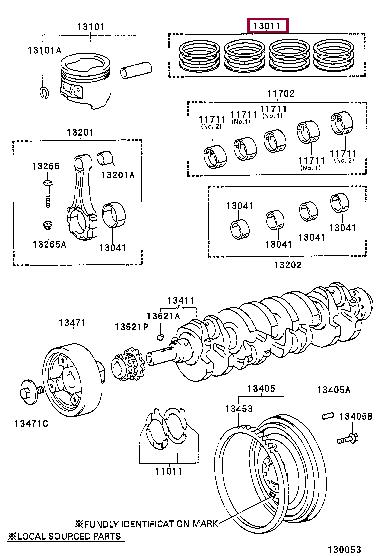 1301175030 Toyota Кольца поршневые
