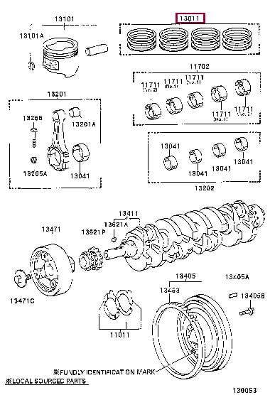 1301176050 Toyota Кольца поршневые