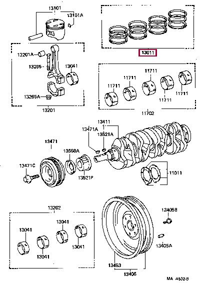 1301188363 Toyota Кольца поршневые