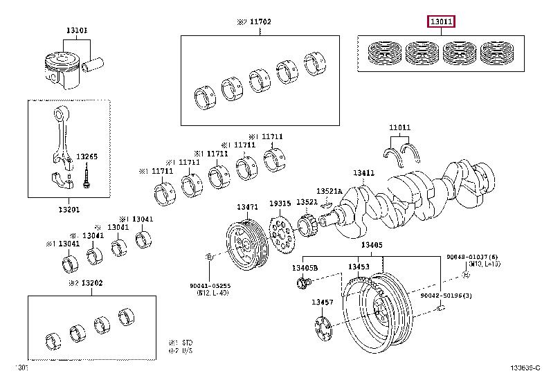 13011BZ010 Toyota Кольца поршневые