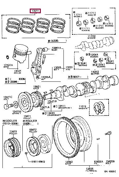 1301313030 Toyota Кольца поршневые