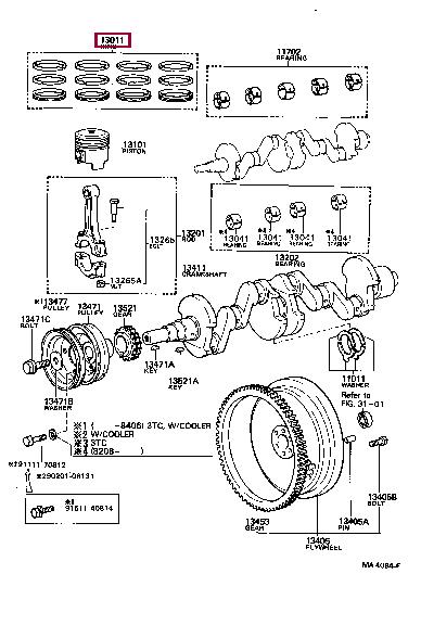 1301328031 Toyota Кольца поршневые