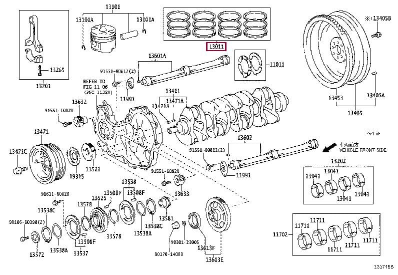 1301330160 Toyota Кольца поршневые