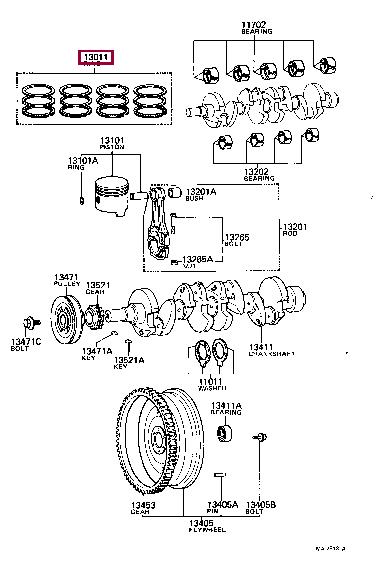 1301334030 Toyota Кольца поршневые