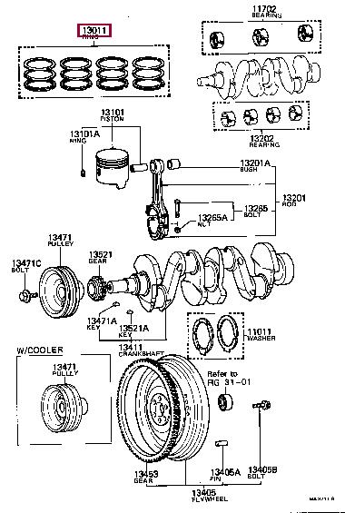 1301344044 Toyota Кольца поршневые