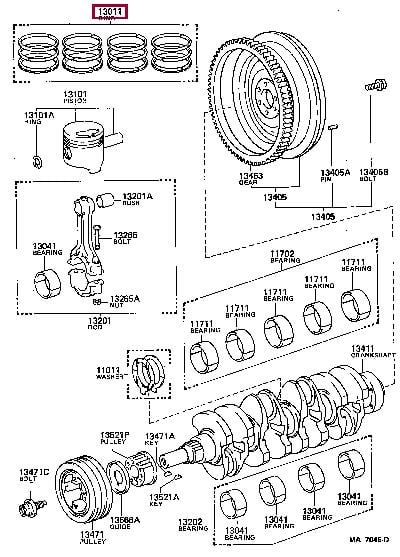 1301354062 Toyota Кольца поршневые