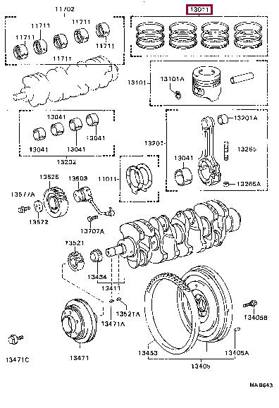1301356040 Toyota Кольца поршневые