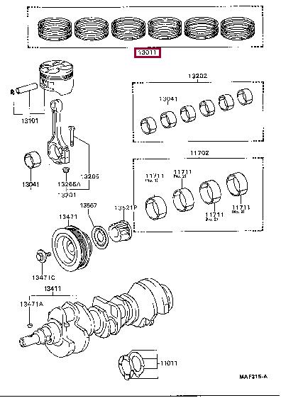 1301362080 Toyota Кольца поршневые