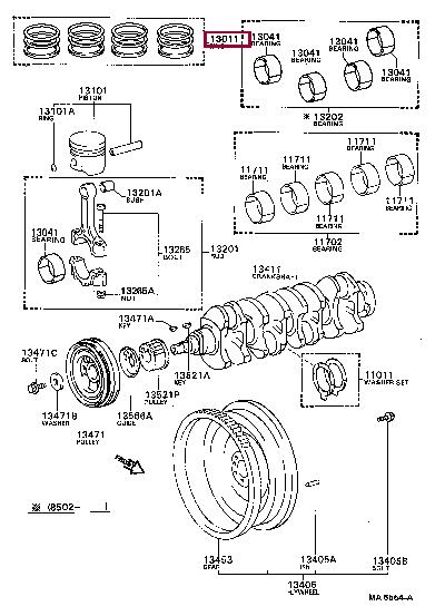 1301364070 Toyota Кольца поршневые