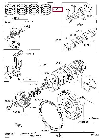 1301364220 Toyota Кольца поршневые