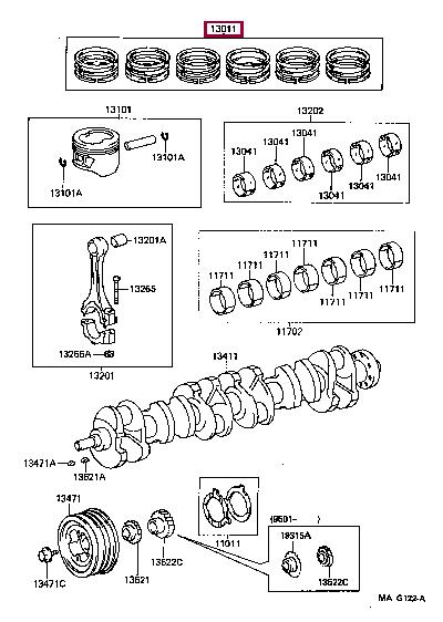 1301366021 Toyota Кольца поршневые