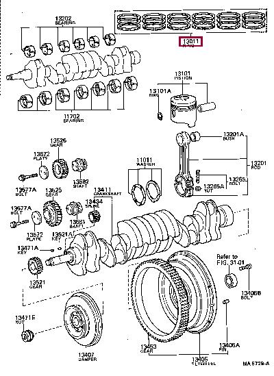 1301368020 Toyota Кольца поршневые