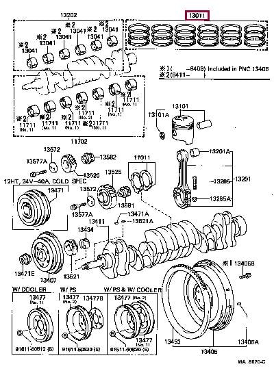 1301368030 Toyota Кольца поршневые