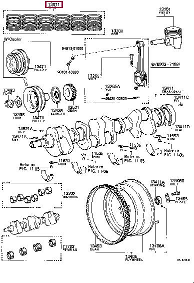 1301369021 Toyota Кольца поршневые