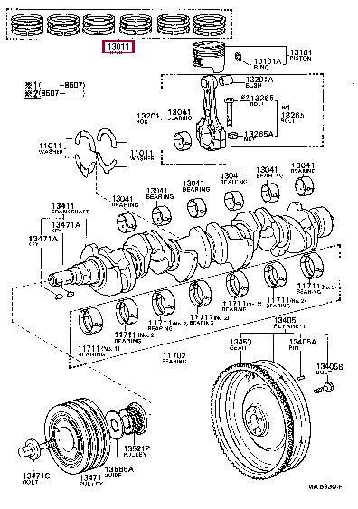 1301370060 Toyota Кольца поршневые