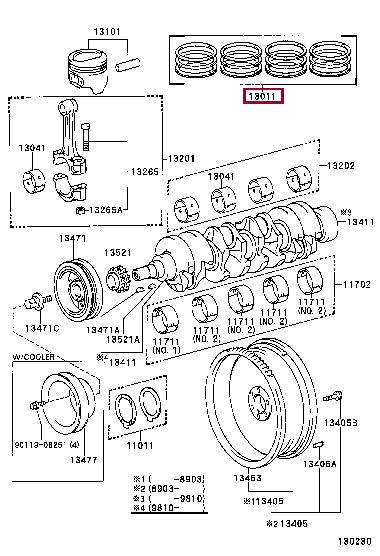 1301371033 Toyota Кольца поршневые