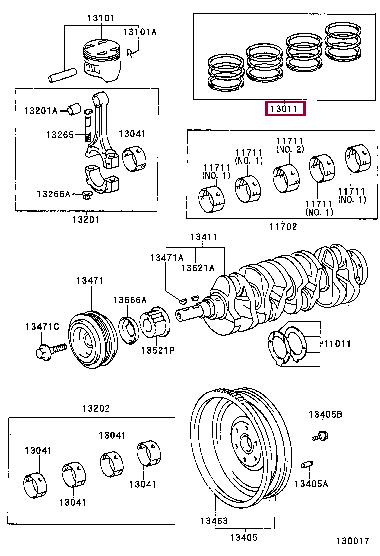 1301374300 Toyota Кольца поршневые