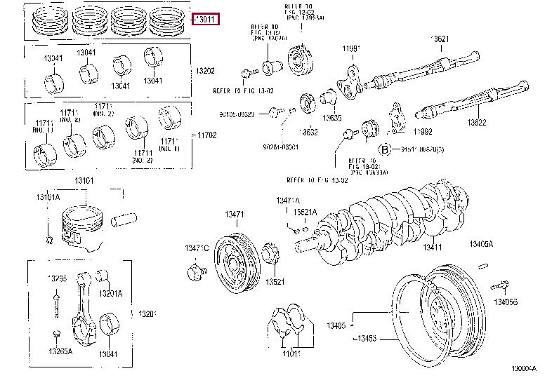 1301375060 Toyota Кольца поршневые