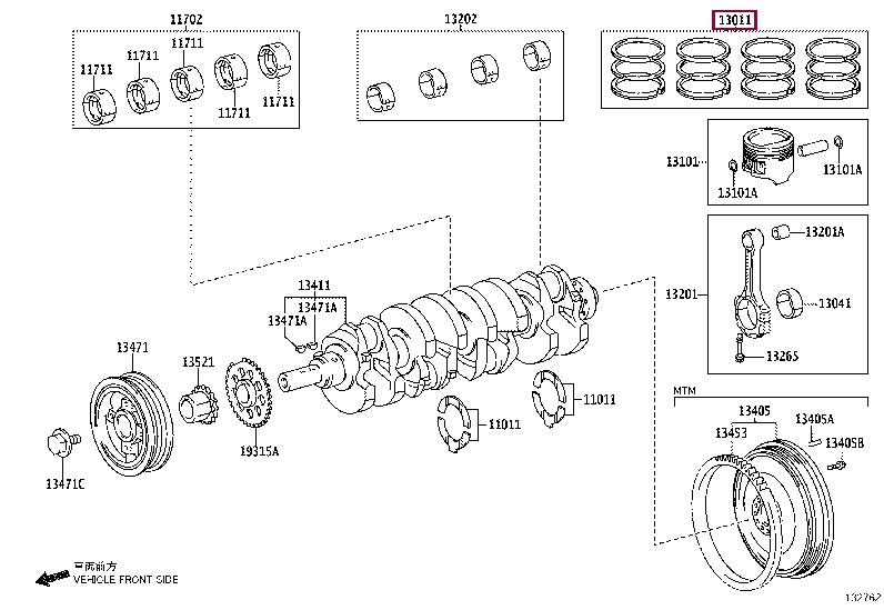 1301375100 Toyota Кольца поршневые