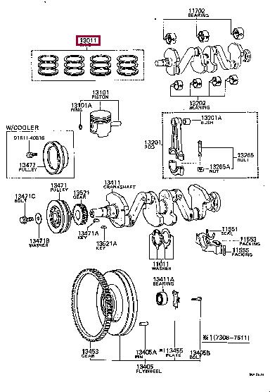 1301431061 Toyota Кольца поршневые