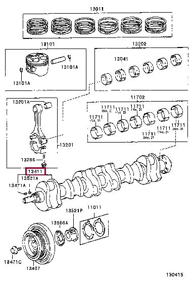 1340146022 Toyota Коленчатый вал