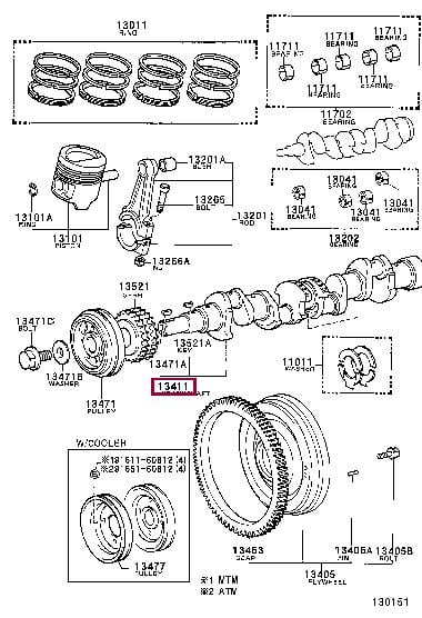 1341113903 Toyota Коленчатый вал