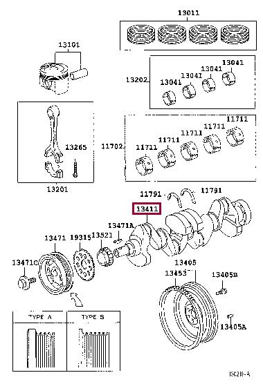 1341123030 Toyota Коленчатый вал