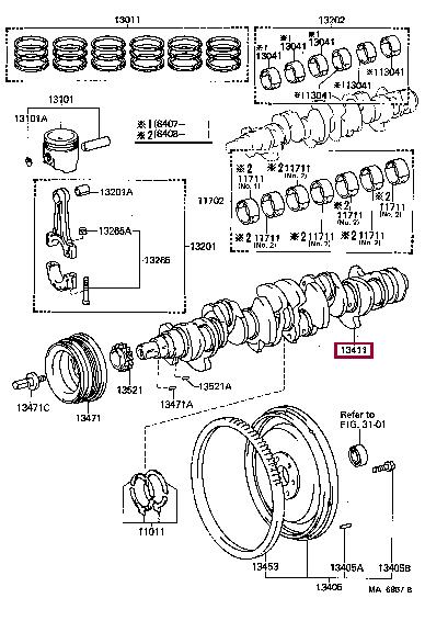 1341145013 Toyota Коленчатый вал