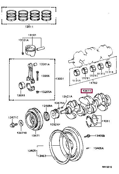 1341155900 Toyota Колінчатий вал