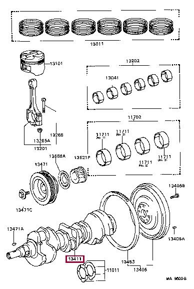 1341162901 Toyota Коленчатый вал