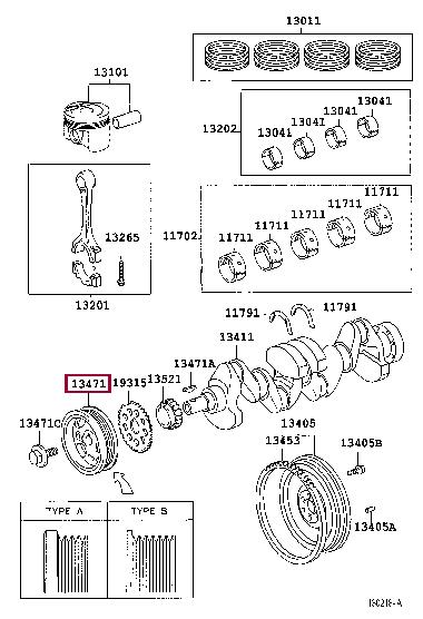 1347023020 Toyota Шкив коленчатого вала
