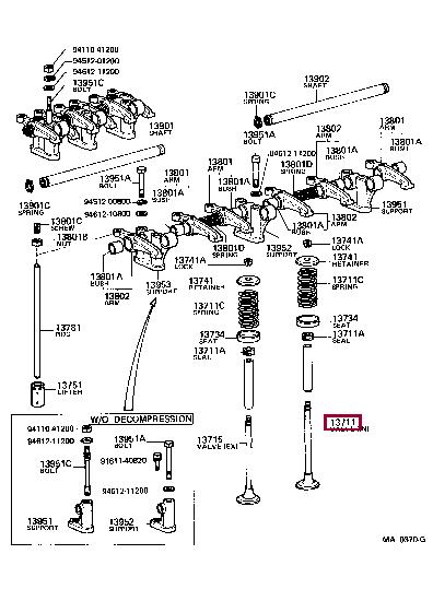1371177011 Toyota Клапан впускной