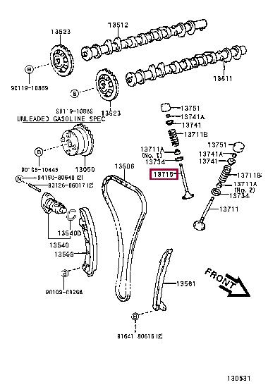 1371522050 Toyota Клапан выпускной
