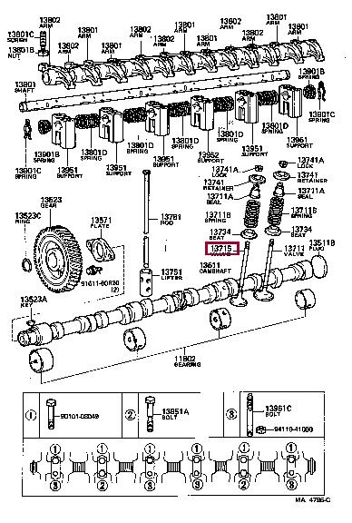 1371561040 Toyota Клапан выпускной