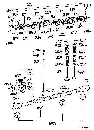 1371568020 Toyota Клапан выпускной